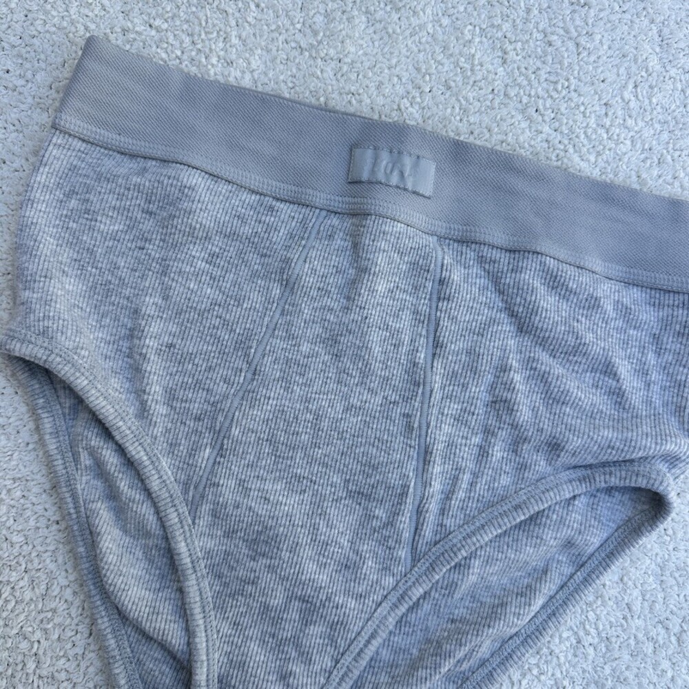 Skims Grey Ribbed Cotton Brief Underwear - Size S - Picture 3 of 6